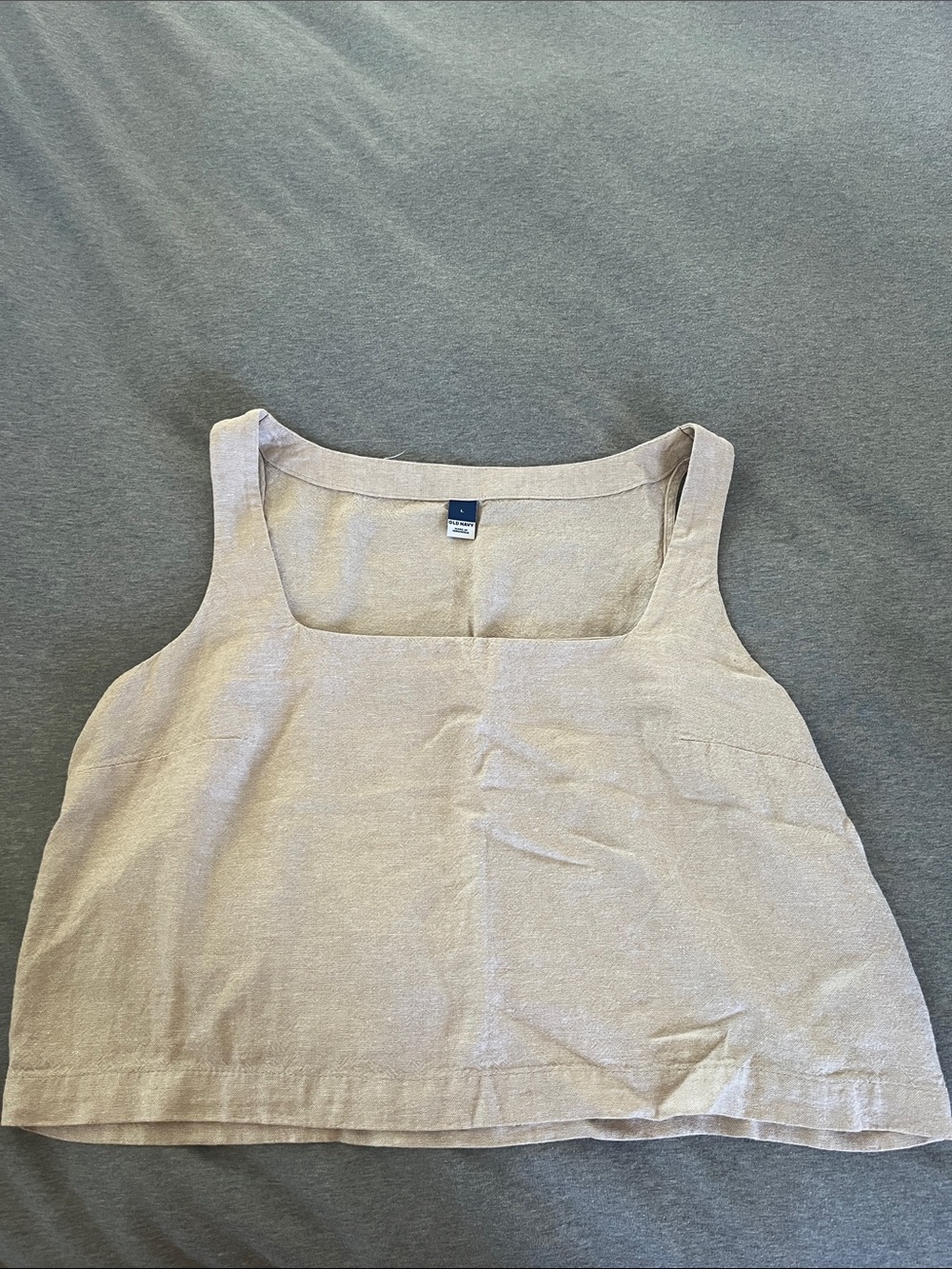 Old Navy Cream Linen Tank Top with Square Neck